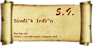 Sivák Irén névjegykártya